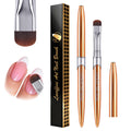 Lucoffeoi French Brush for Nails & Gel Polish Clean Up - Dual-Use Nail Art Brush with Cap (Gold)