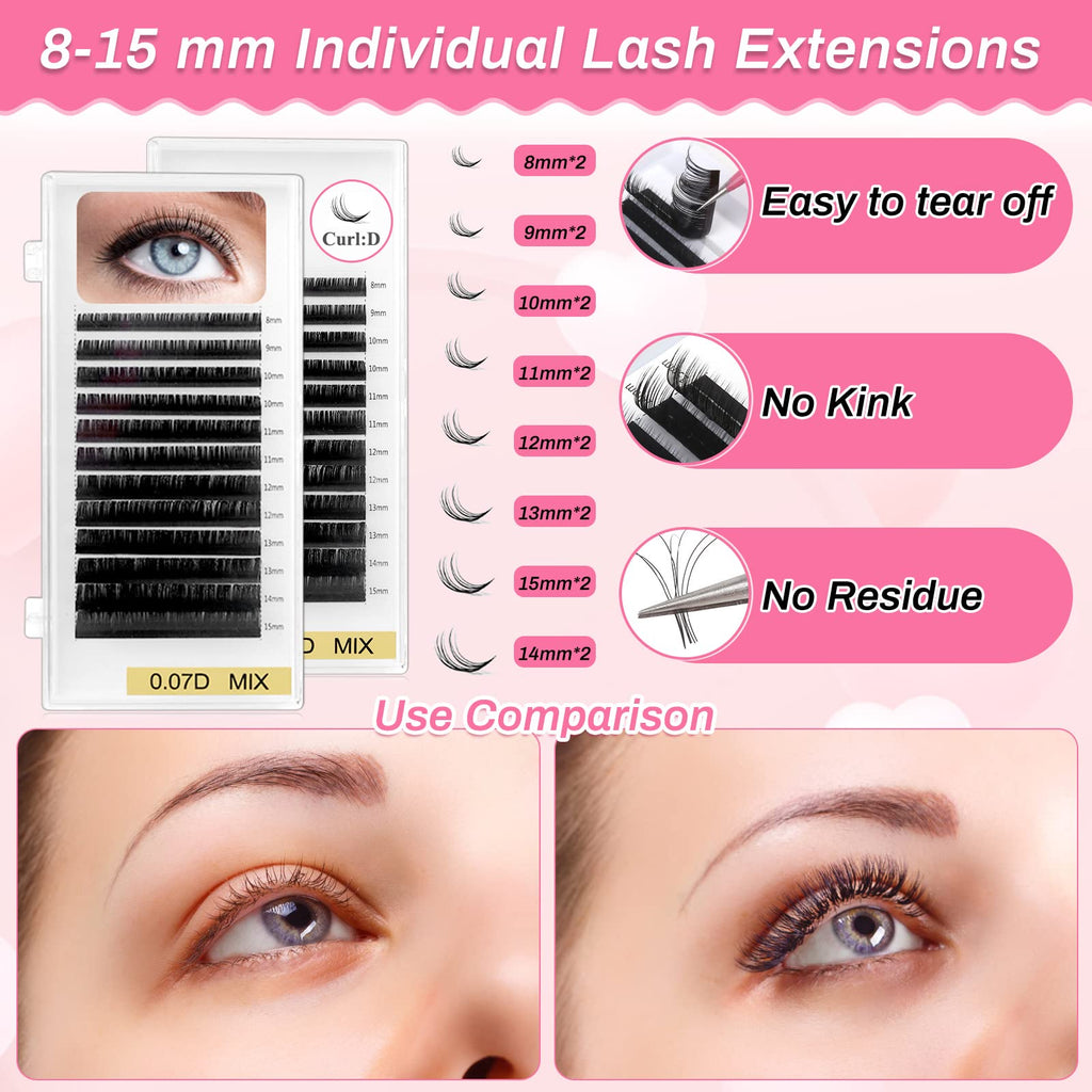 Lucomb DIY Lashes Extension Kit – 227 PCS Lash Training Starter Set