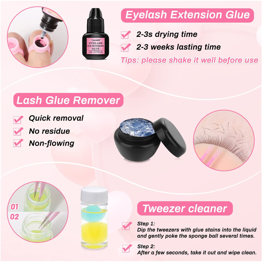 Lucomb DIY Lashes Extension Kit – 227 PCS Lash Training Starter Set