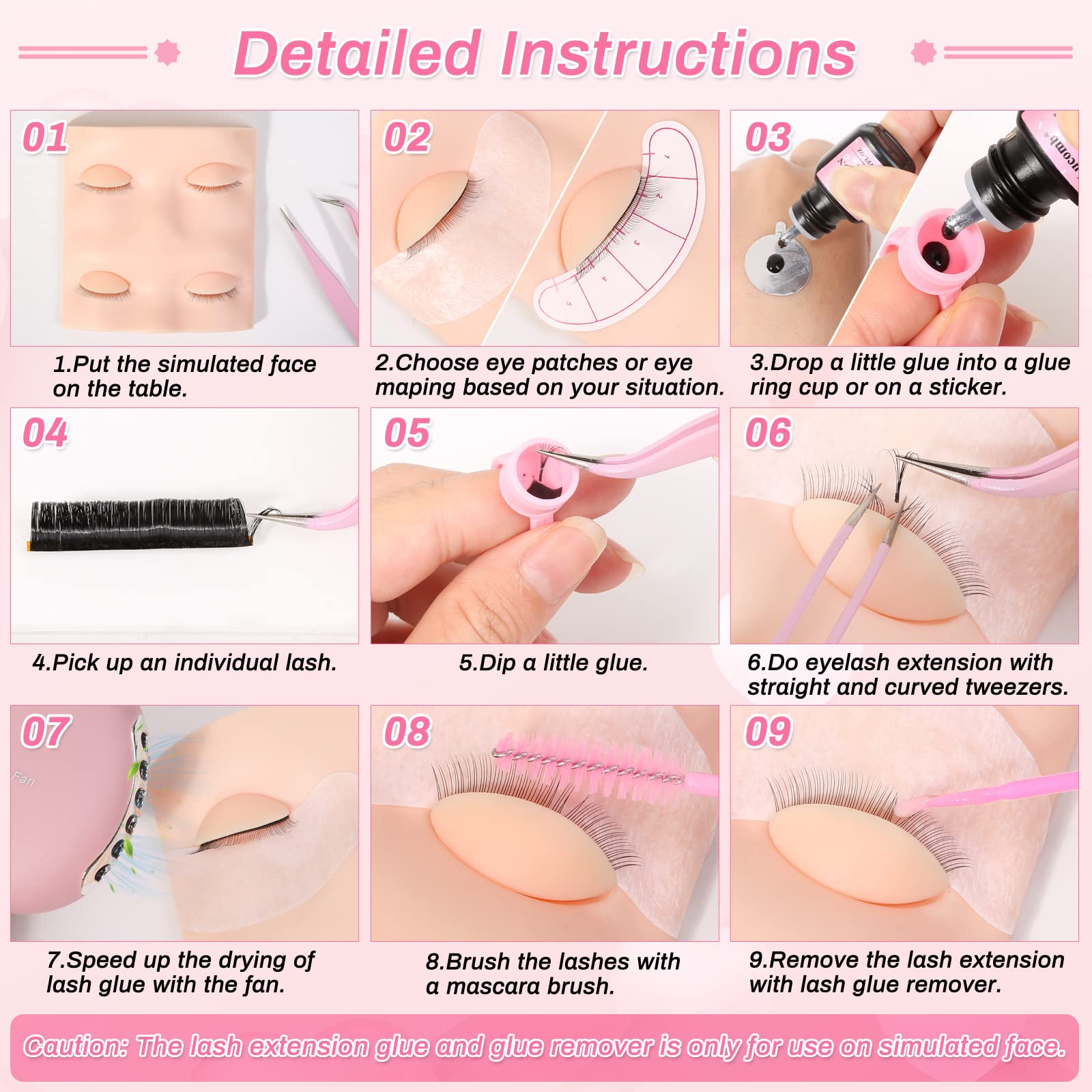 Lucomb DIY Lashes Extension Kit – 227 PCS Lash Training Starter Set