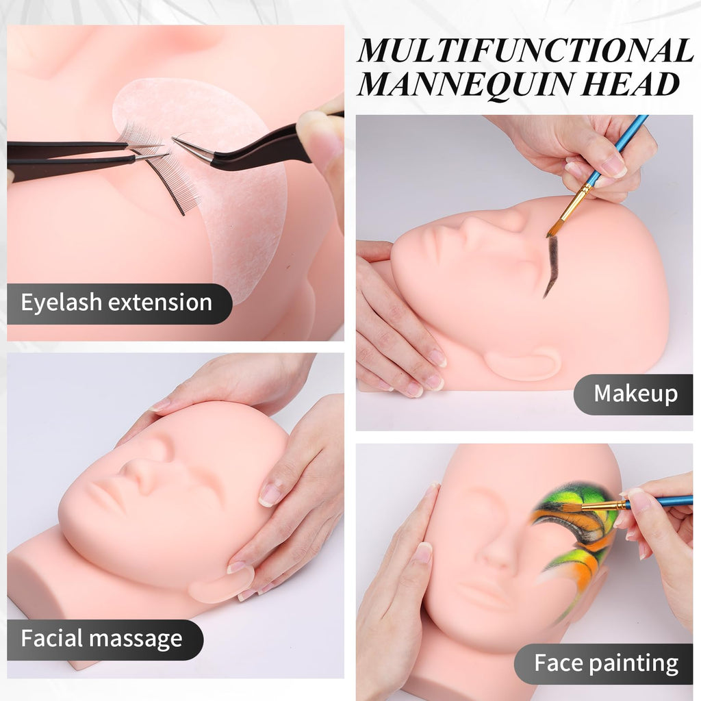 Lucomb Eyelash Training Kit — Complete Practice Set with Mannequin Head