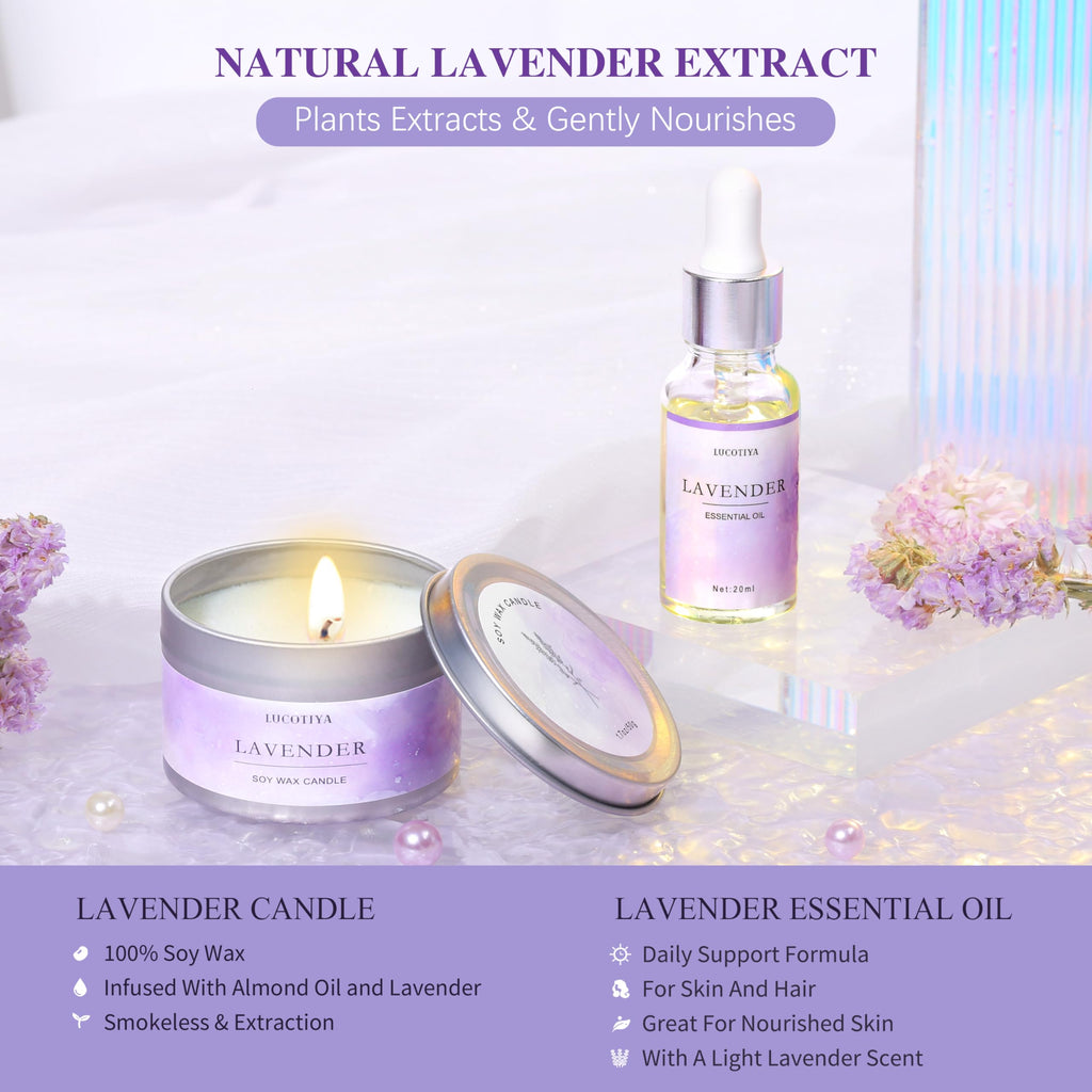 LUCOTIYA Lavender Spa Gift Set – 10-Piece Womens Bath & Body Gift Basket