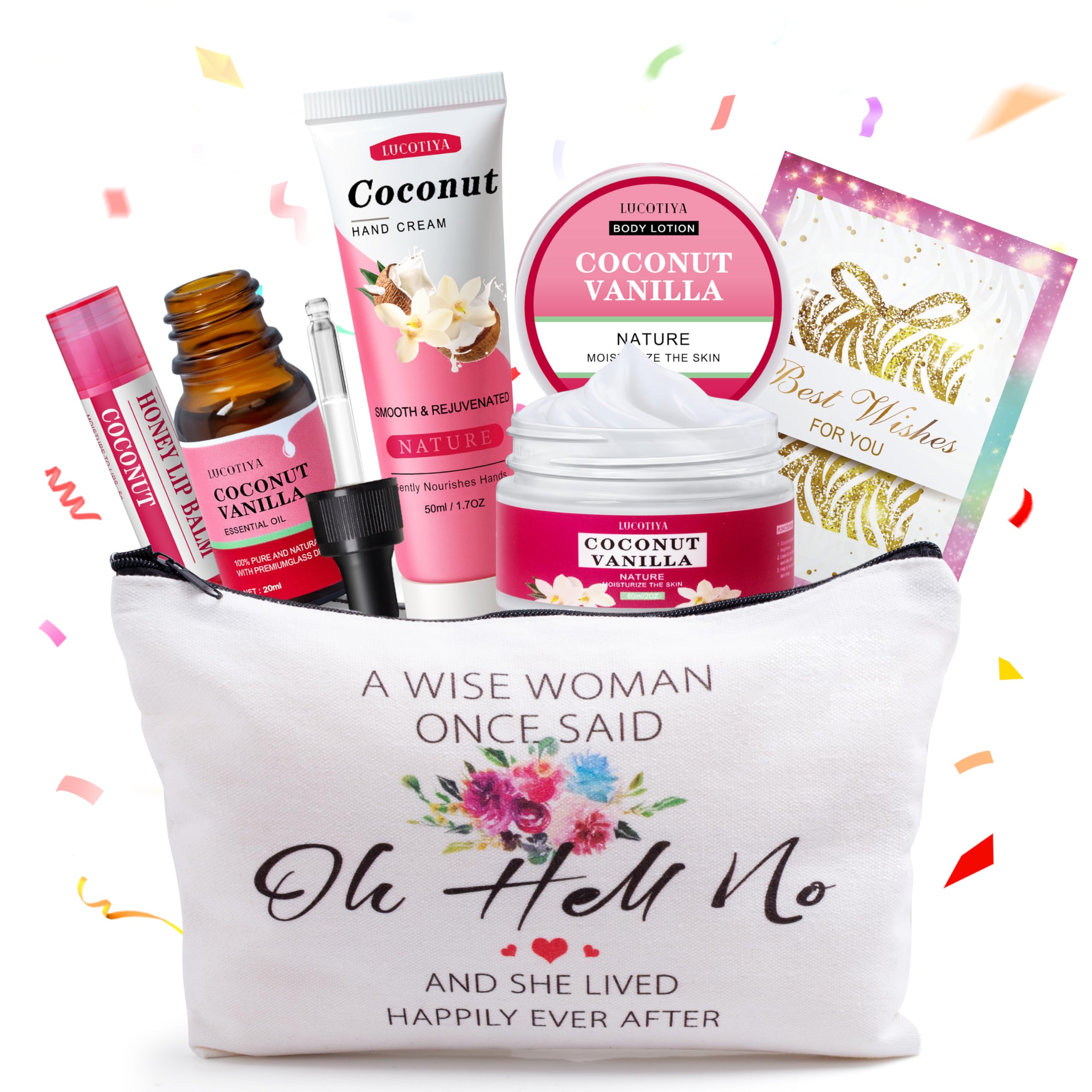 LUCOTIYA Coconut Vanilla Spa Gift Set – Travel Size Gifts for Women