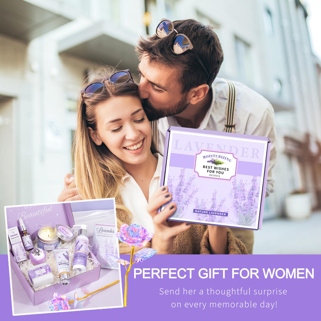 LUCOTIYA Lavender Spa Gift Set – Relaxing Bath & Body Gift Box for Her