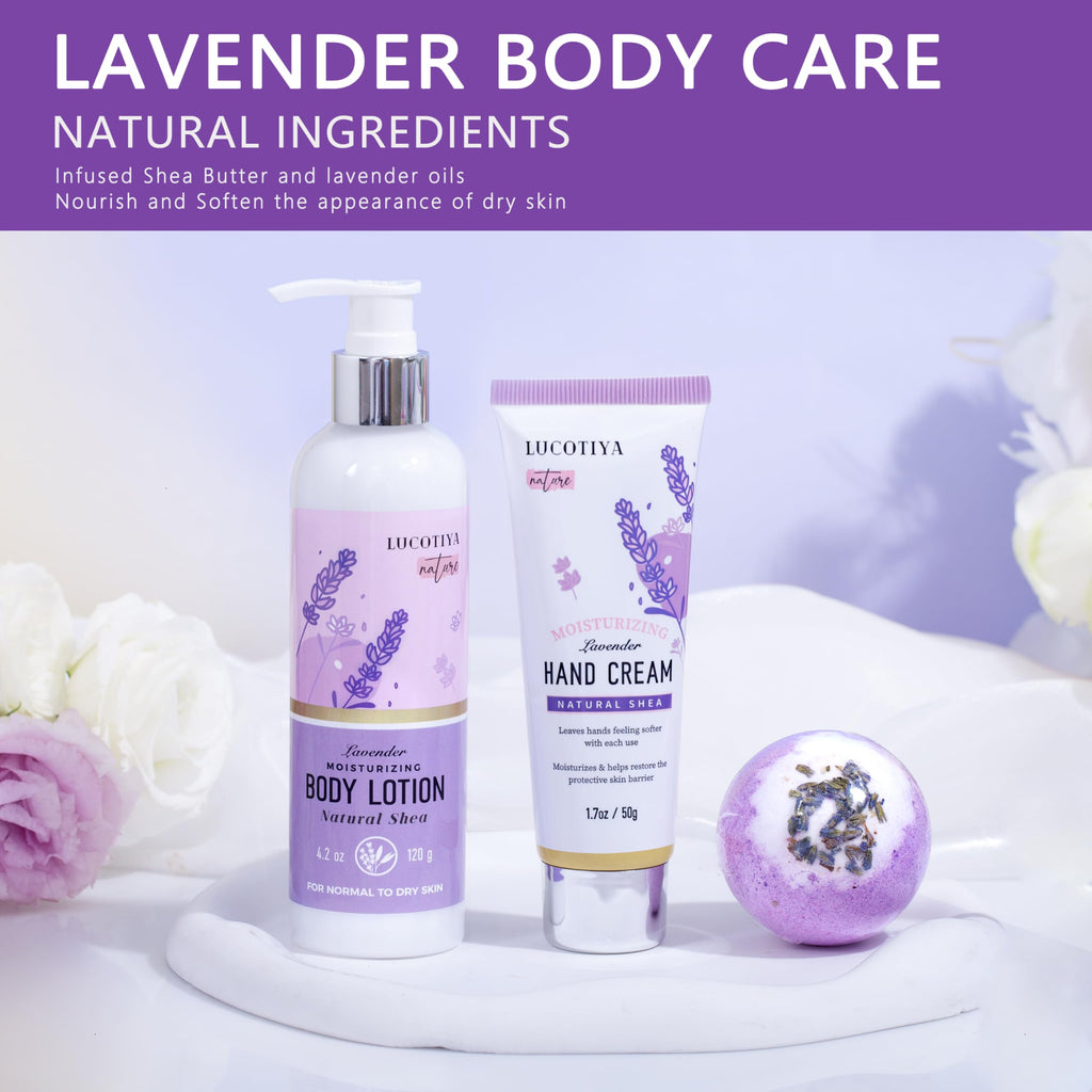 LUCOTIYA Lavender Spa Gift Set – Relaxing Bath & Body Gift Box for Her