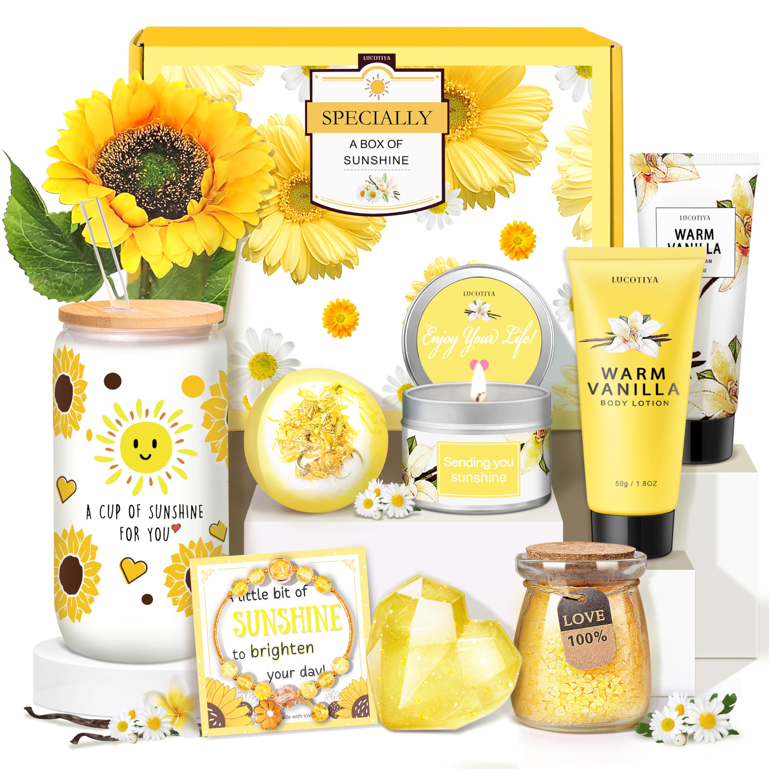 LUCOTIYA Warm Vanilla Self-Care Gift Set for Women – 10-Piece Bath & Spa Gift Box