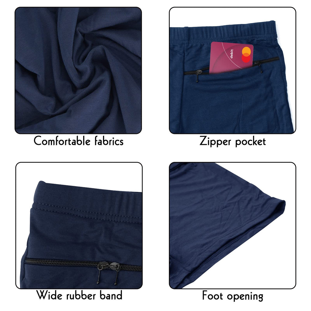 LUEXBOX Pocket Underwear with Hidden Pocket – Travel Boxer Briefs (Dark Blue) – 4 Pack