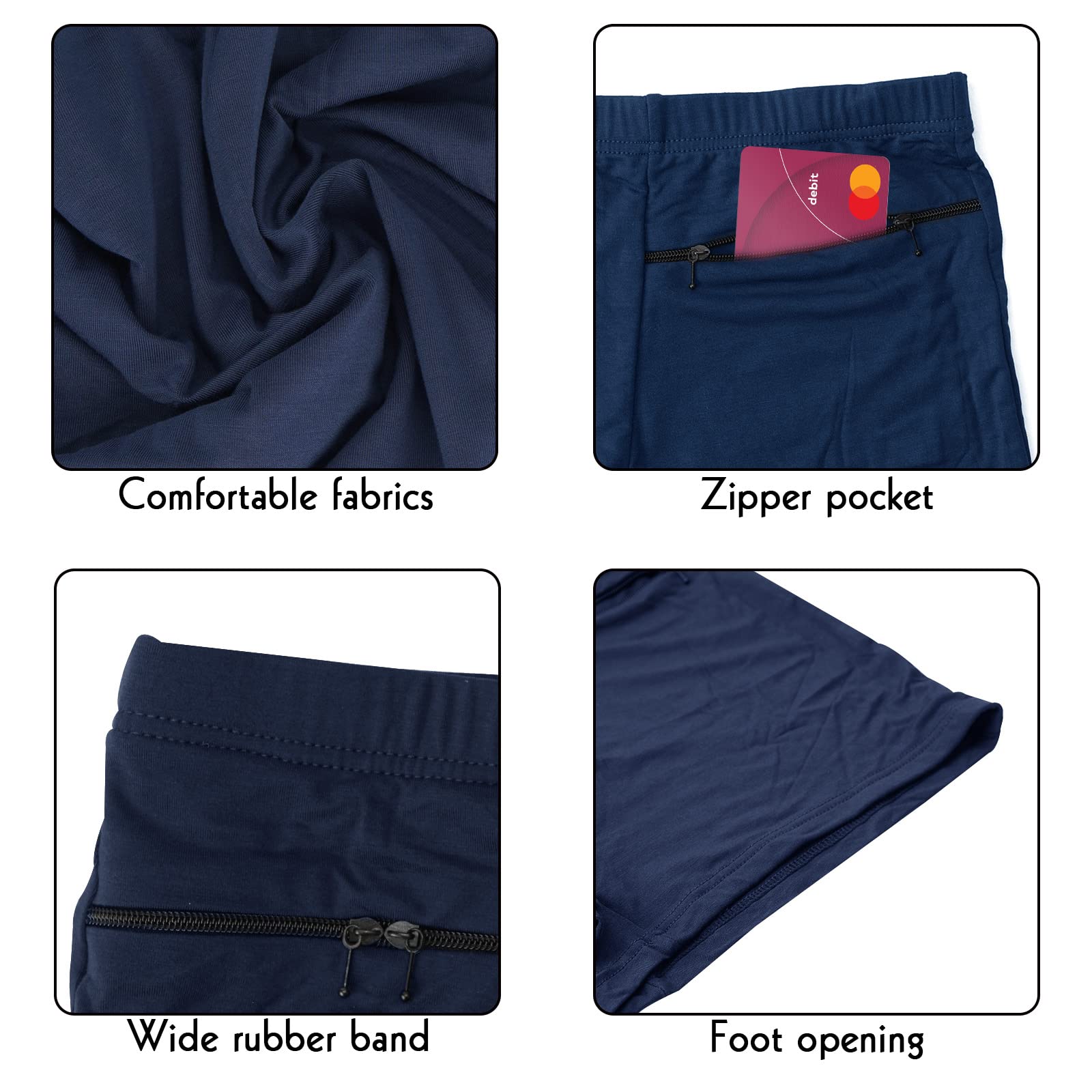 LUEXBOX Pocket Underwear with Hidden Pocket – Travel Boxer Briefs (Dark Blue) – 4 Pack