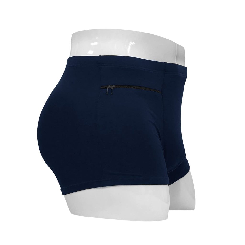LUEXBOX Pocket Underwear with Hidden Pocket – Travel Boxer Briefs (Dark Blue) – 4 Pack