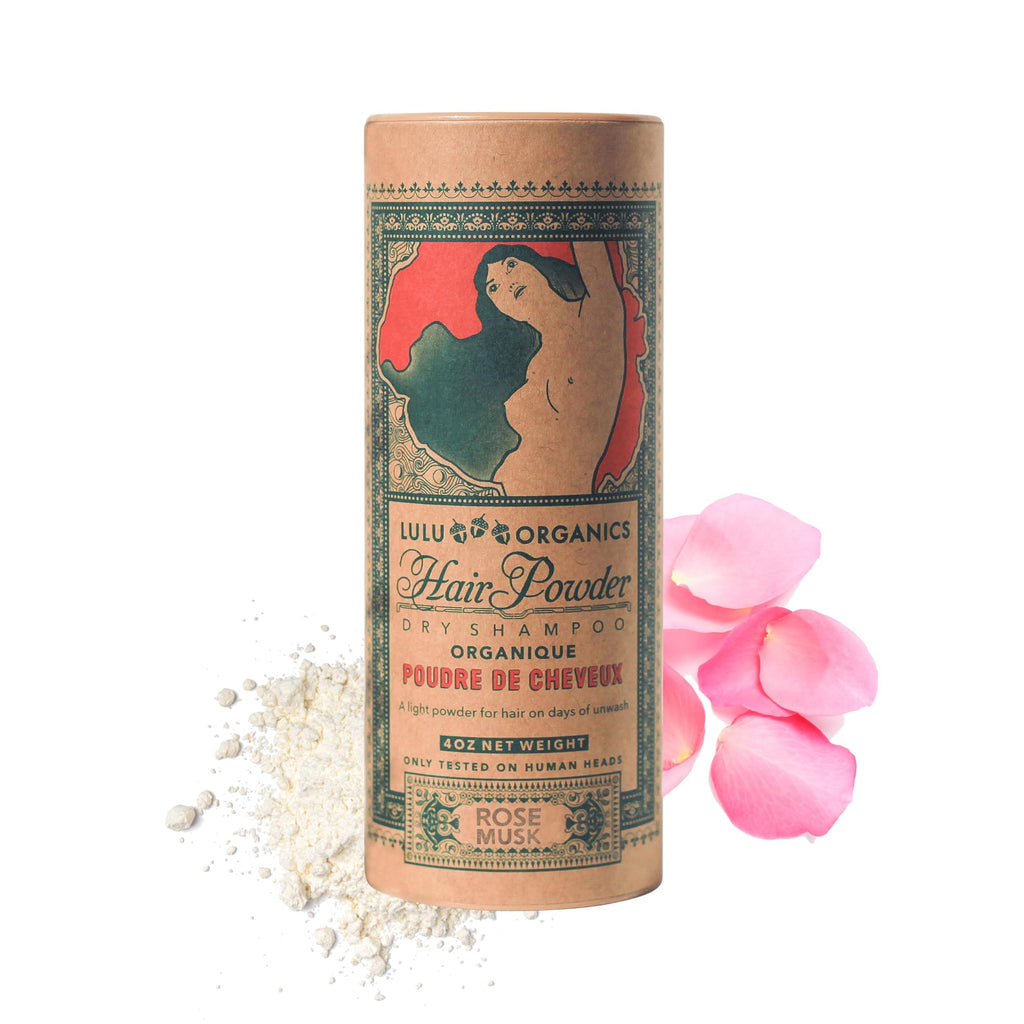 Lulu Organics Dry Shampoo Powder – Non-Aerosol, Talc-Free, Rose Musk | 4oz