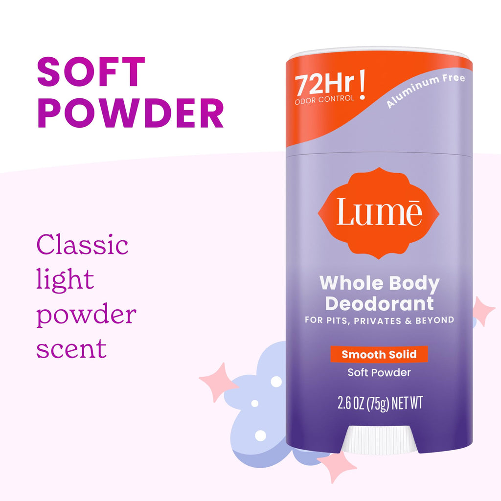 Lume Whole Body Deodorant – 72-Hour Odor Control | Aluminum Free, Baking Soda Free | 2-Pack (Soft Powder & Lavender Sage)