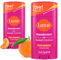 Lume Deodorant Plus Sweat Control - Maximum Strength Antiperspirant, Baking Soda Free, Clean Tangerine (2-Pack)