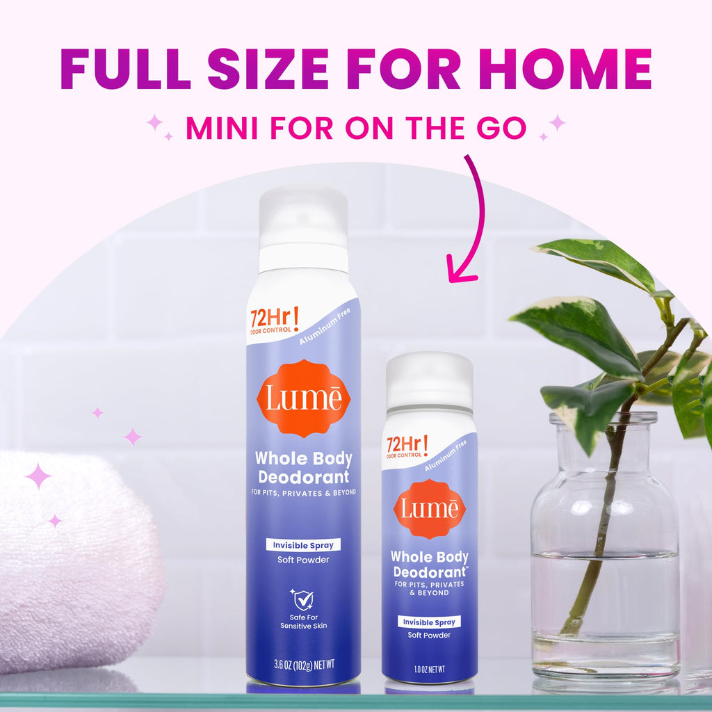Lume Invisible Spray Deodorant for Women – 2-Piece Soft Powder Bundle