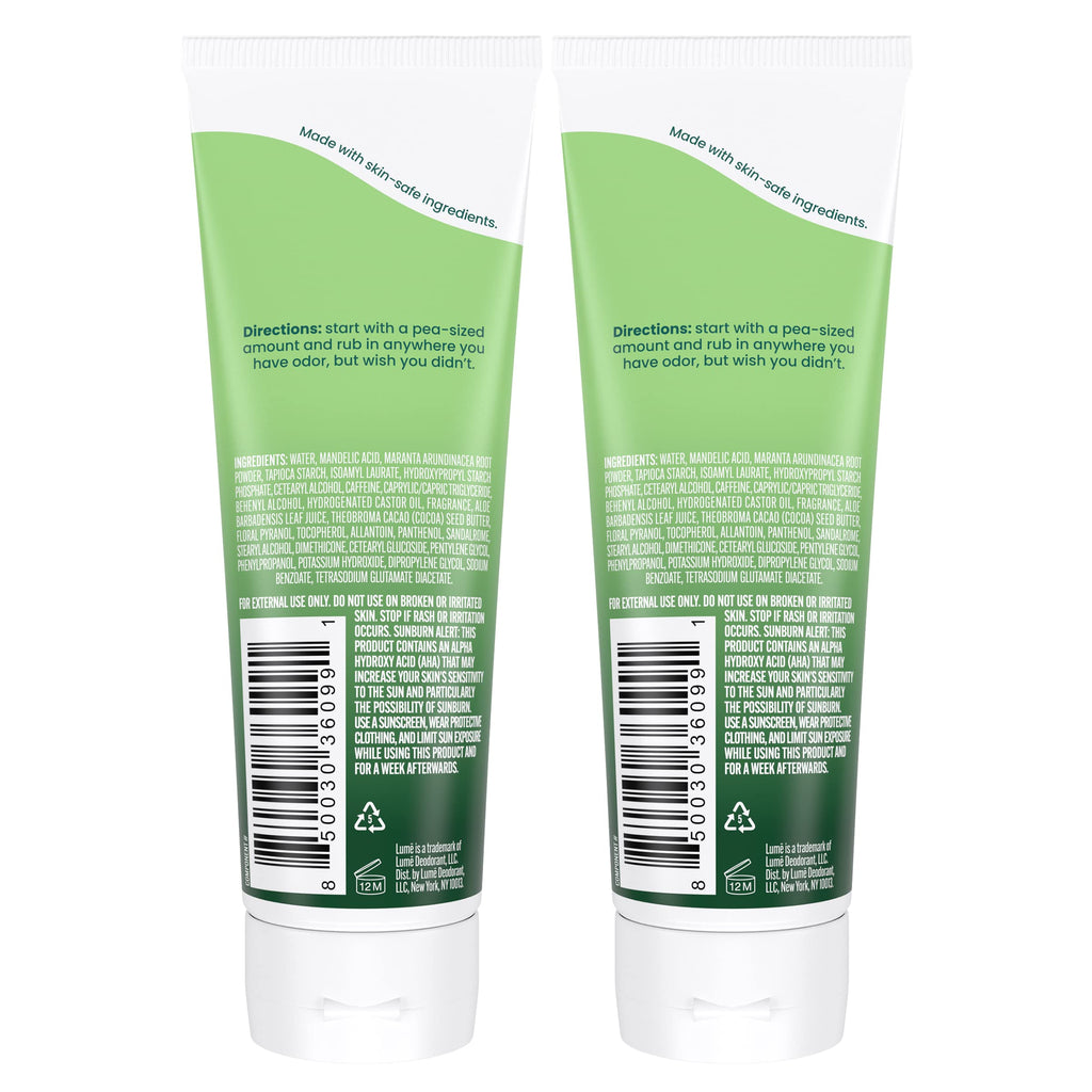 Lume Whole Body Deodorant - Fresh Alpine, Aluminum-Free & Baking Soda-Free, 72-Hour Odor Control (3.0 oz x 2)