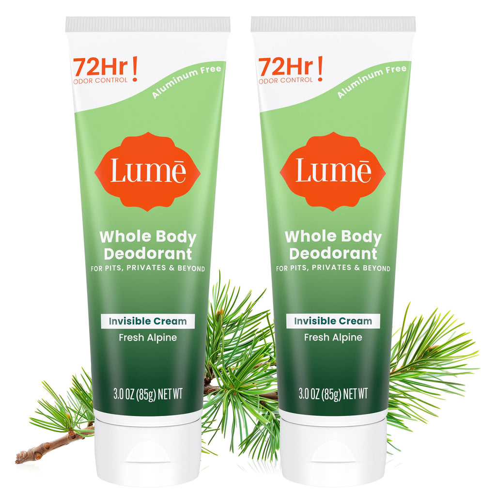 Lume Whole Body Deodorant - Fresh Alpine, Aluminum-Free & Baking Soda-Free, 72-Hour Odor Control (3.0 oz x 2)