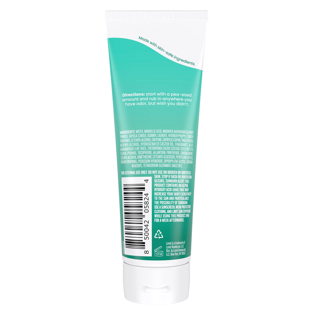 Lume Whole Body Deodorant - Invisible Cream Tube | 72-Hour Odor Control | Minted Cucumber