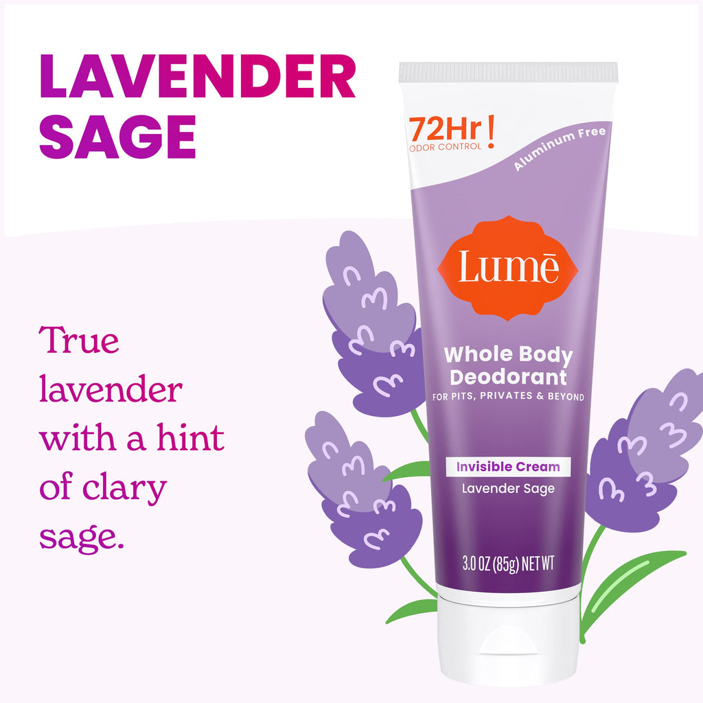 Lume Whole Body Deodorant - Lavender Sage | Aluminum-Free, 72-Hour Odor Control