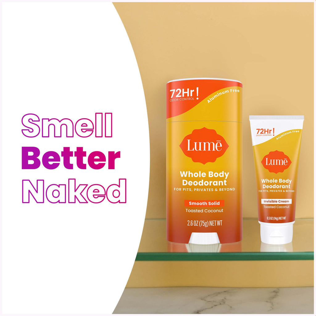 Lume Whole Body Deodorant Bundle – 72 Hour Odor Control, Aluminum & Baking Soda Free, Toasted Coconut