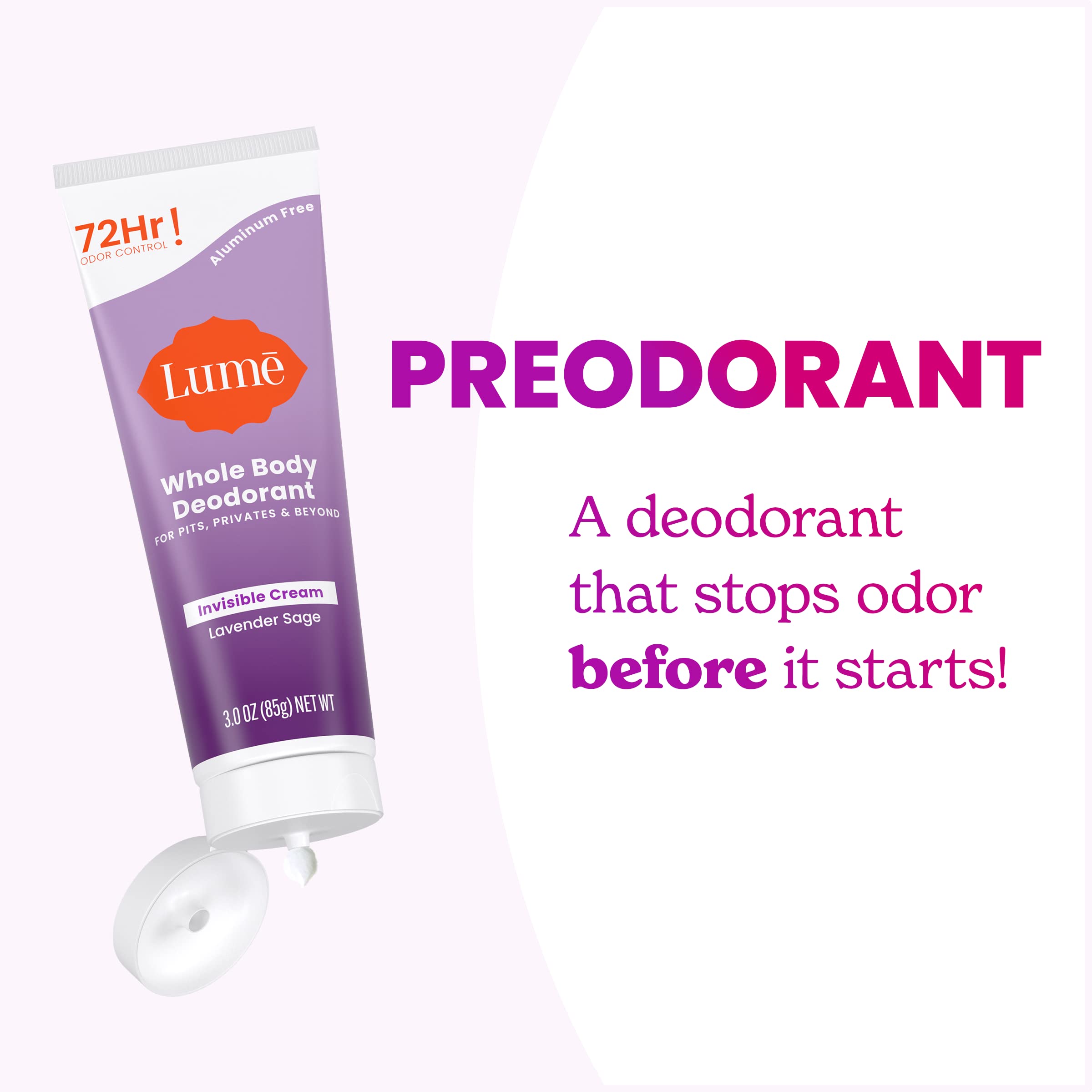 Lume Whole Body Deodorant - Lavender Sage | Aluminum-Free, 72-Hour Odor Control