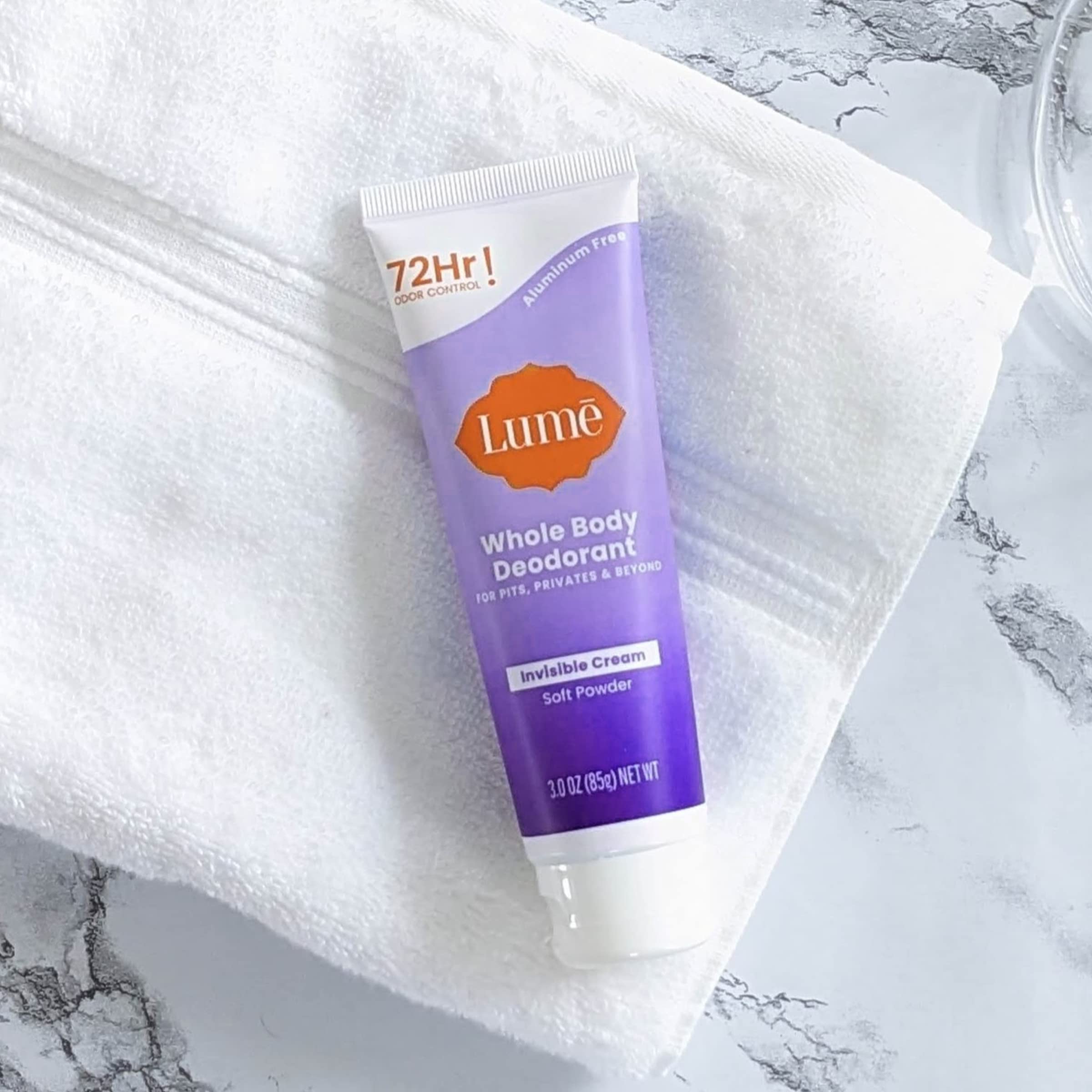 Lume Whole Body Deodorant - Invisible Cream Tube (2-Pack) | 72-Hour Odor Control | Aluminum & Baking Soda Free | Soft Powder