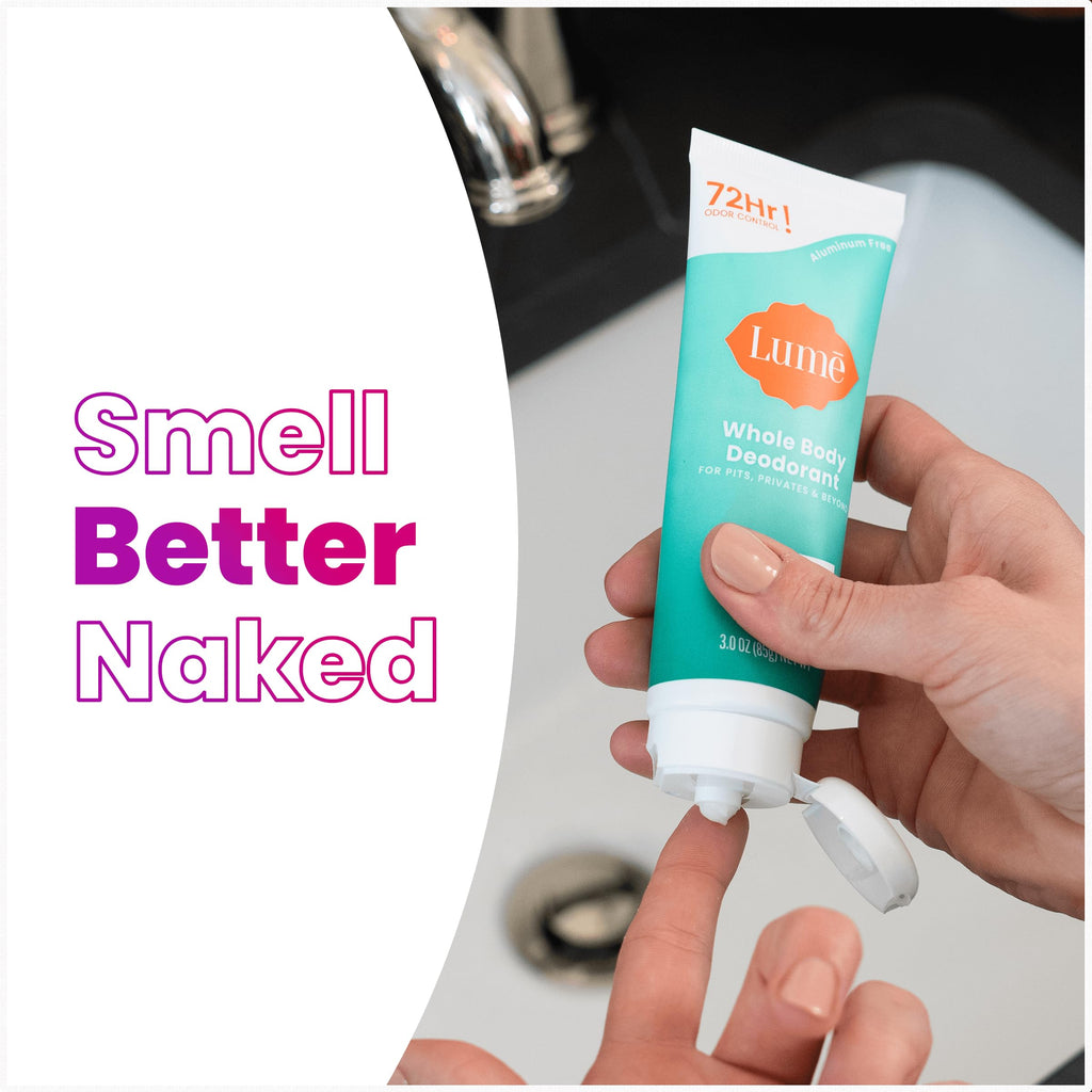 Lume Whole Body Deodorant - Invisible Cream Tube | 72-Hour Odor Control | Minted Cucumber