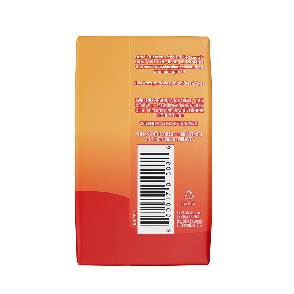 Lume Triple Milled Bar Soap – Rich Moisture & Clean Tangerine (Pack of 4)