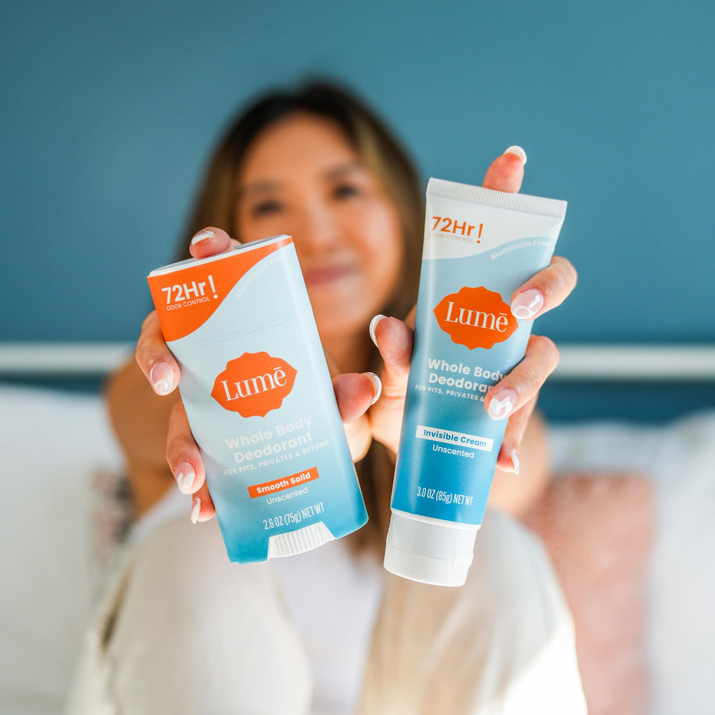 Lume Whole Body Deodorant – Invisible Cream & Solid Unscented Bundle | 72-Hour Odor Control, Aluminum & Baking Soda Free