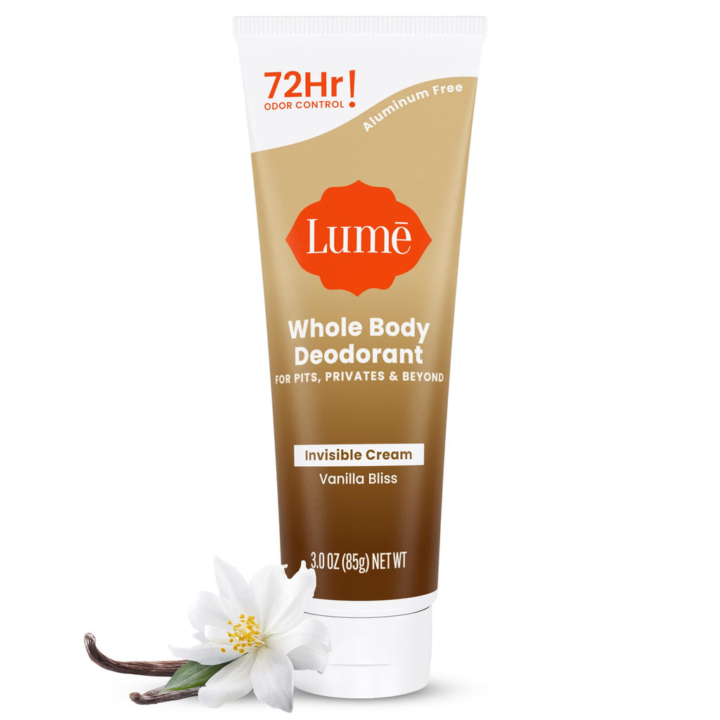 Lume Whole Body Deodorant - Invisible Cream Tube | 72-Hour Odor Control | Aluminum & Baking Soda Free | Vanilla Bliss
