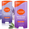 Lume Whole Body Deodorant – 72-Hour Odor Control | Aluminum Free, Baking Soda Free | 2-Pack (Soft Powder & Lavender Sage)