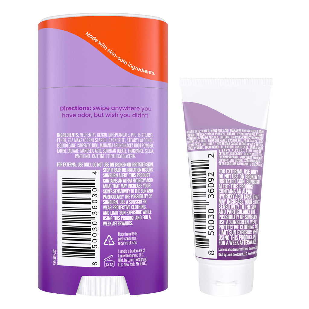 Lume Whole Body Deodorant Bundle — Invisible Cream Mini + Solid Stick (Lavender Sage) | 72-Hour Odor Control, Aluminum & Baking Soda Free
