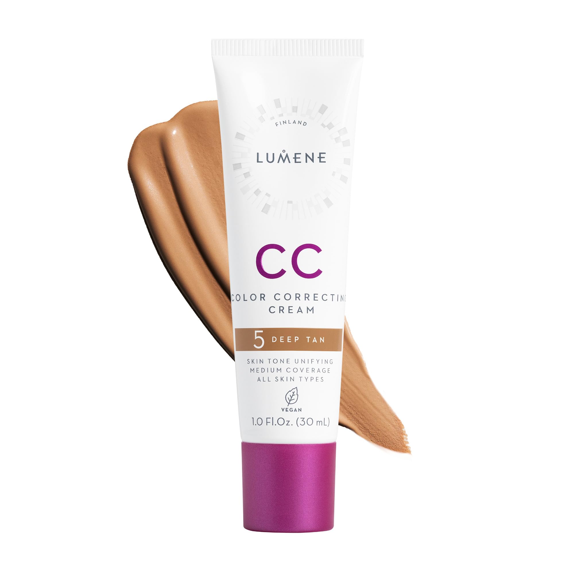 Lumene Color Correcting CC Cream – Lightweight Foundation, Medium Coverage, Deep Tan (1 oz)