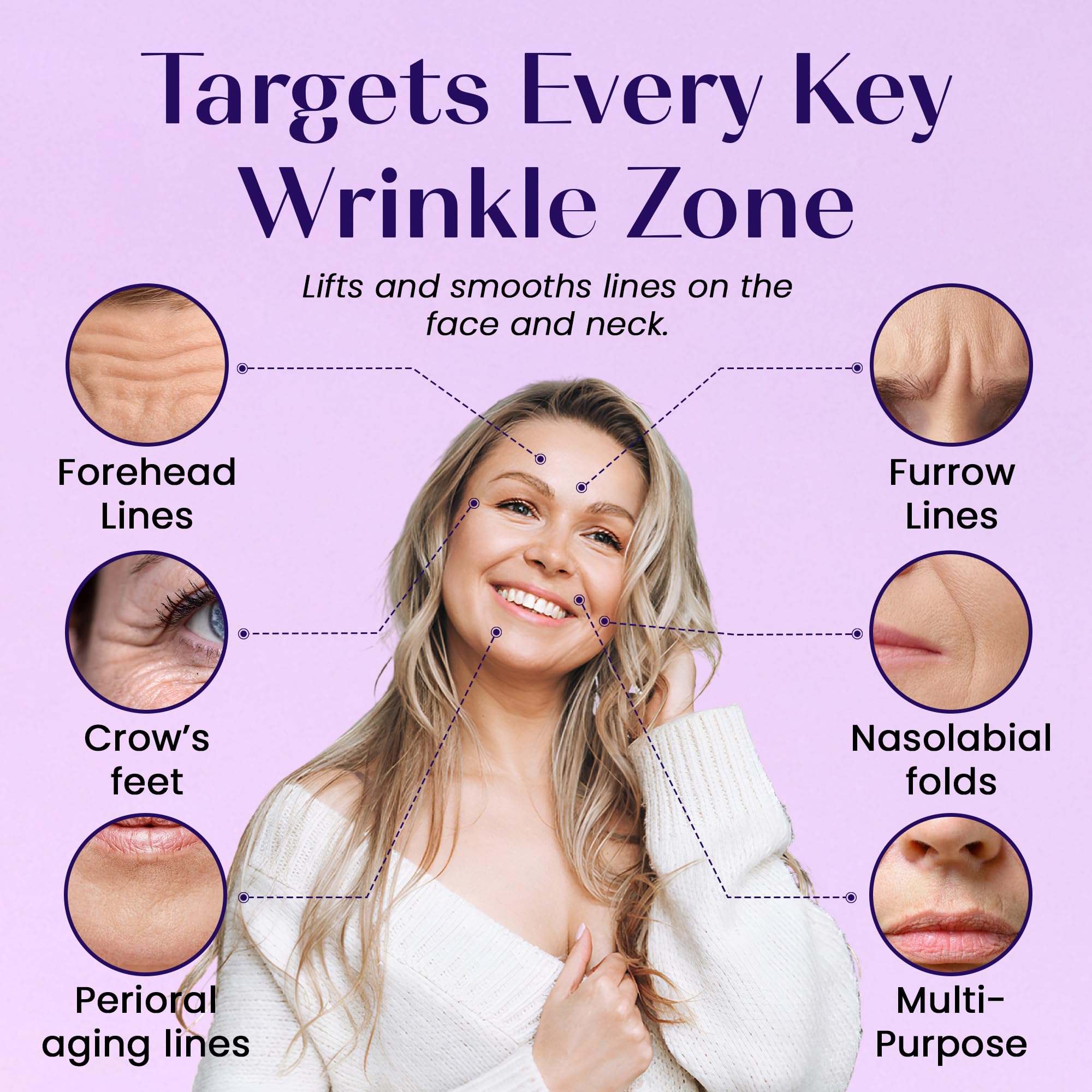 LumiDew Smile Line & Anti Wrinkle Patches – Overnight Face Tape for Forehead, Smile Lines & Lips
