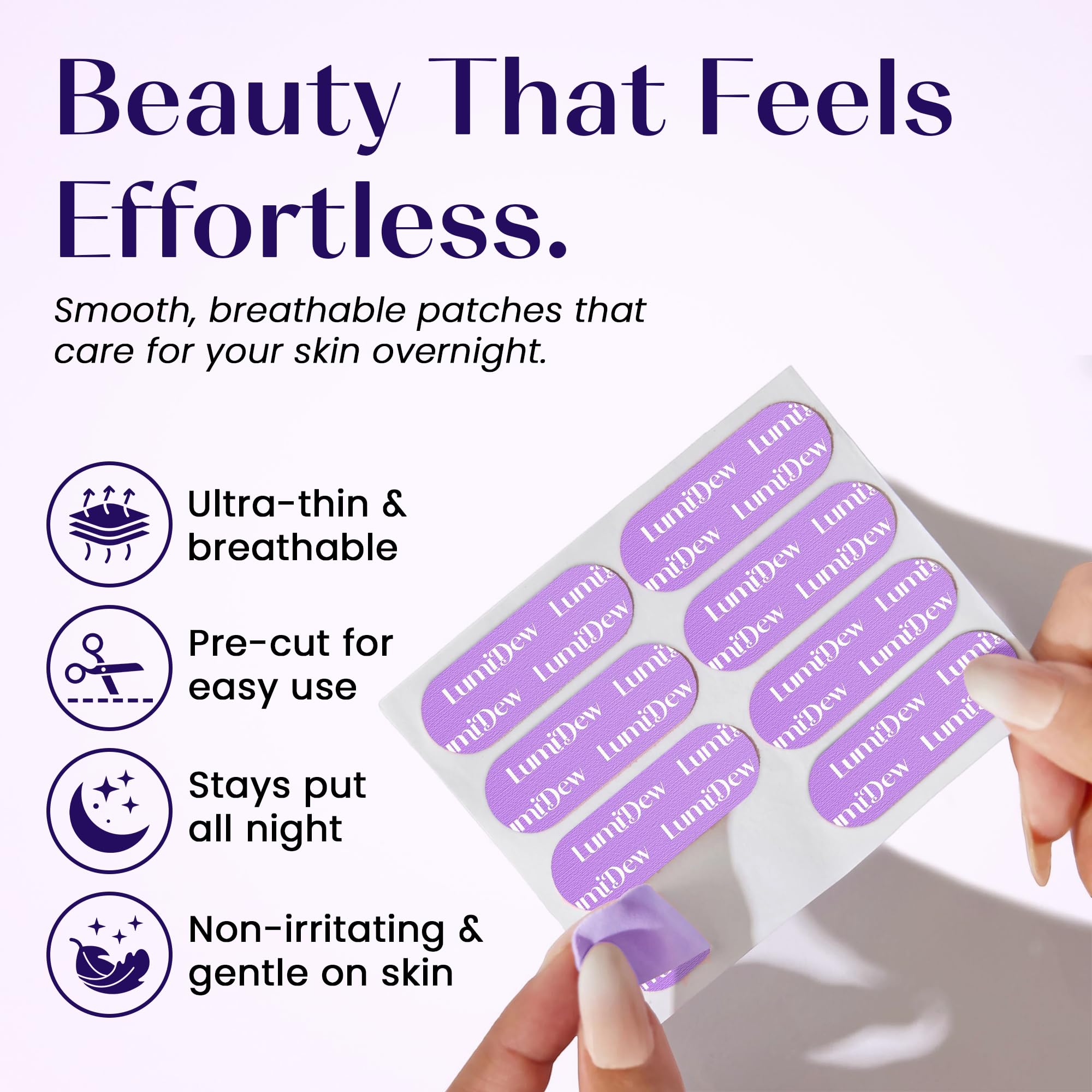 LumiDew Smile Line & Anti Wrinkle Patches – Overnight Face Tape for Forehead, Smile Lines & Lips