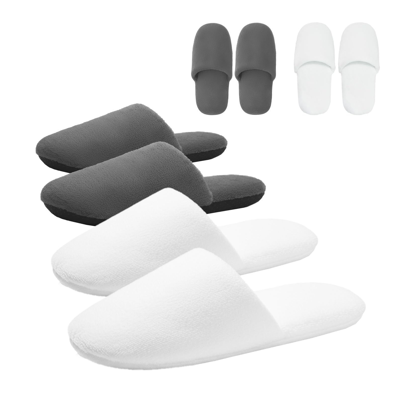 LumiLoom Spa Slippers – 4 Pairs Thick Cotton, Soft Foam, Non-Slip, Reusable & Washable