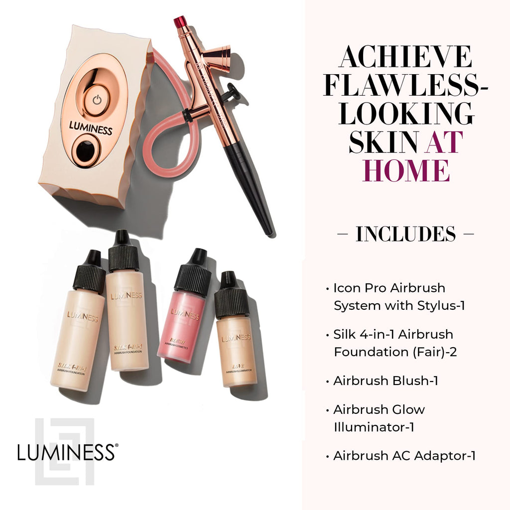 Luminess Air Icon Pro Airbrush System – 4-Piece Starter Kit for Fair Coverage
