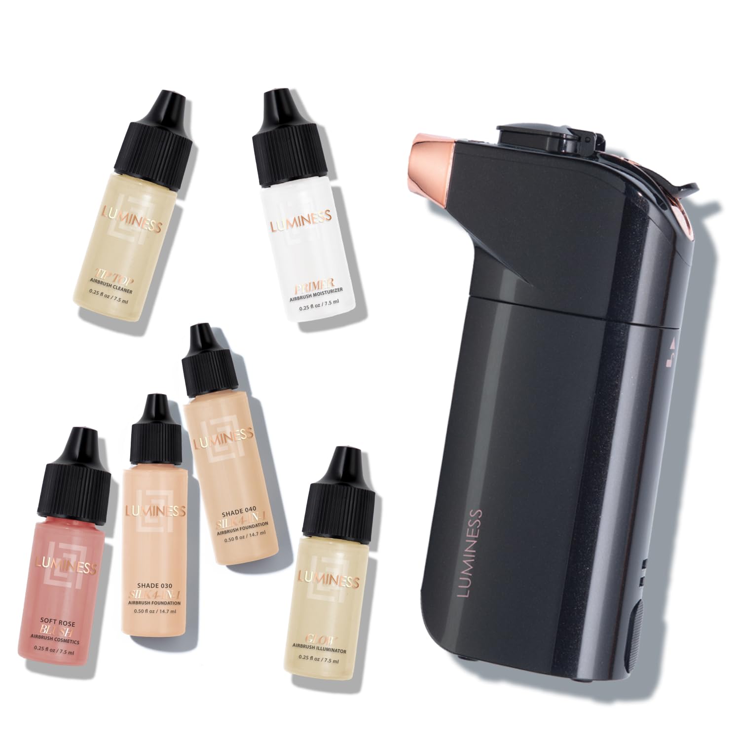 Luminess Breeze Duo Airbrush Makeup System – Medium Coverage, 9-Piece Kit with 2 Silk Foundations