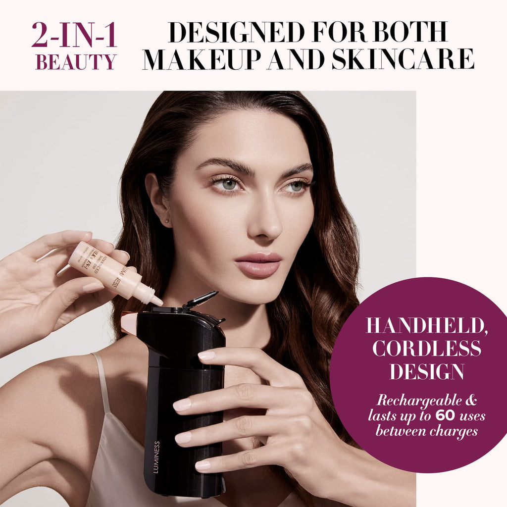 Luminess Breeze Duo Airbrush Makeup System – Medium Coverage, 9-Piece Kit with 2 Silk Foundations