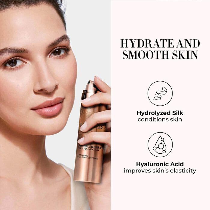 LUMINESS Airbrush Spray Silk Foundation Starter Kit - Light Warm | Hydrating Primer, Buildable Coverage, Brush
