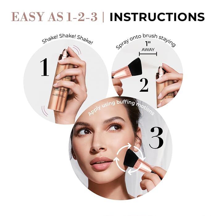 LUMINESS Silk Airbrush Spray Foundation 3-Piece Kit – Medium Warm, Buildable Coverage, Hydration, Humidity-Resistant
