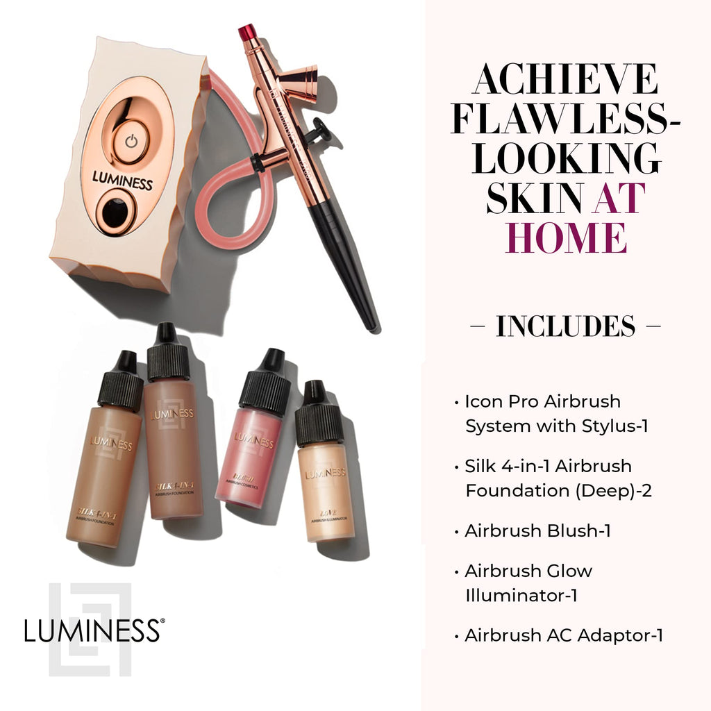 LUMINESS ICON PRO Airbrush System with Deep Starter Kit — Deep Coverage, Easy, Long-Lasting Makeup