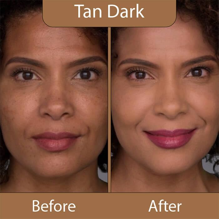 LUMINESS Silk Airbrush Foundation and Buffing Brush Kit – Buildable Coverage, Hydration, Shade Tan Dark