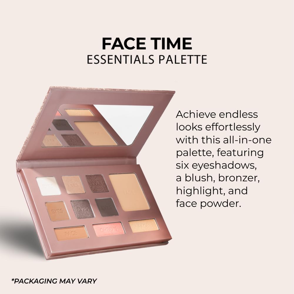 LUMINESS Face Time Essentials Palette – All-in-One Makeup Kit with 6 Eyeshadows, Bronzer, Blush, Highlighter & Powder