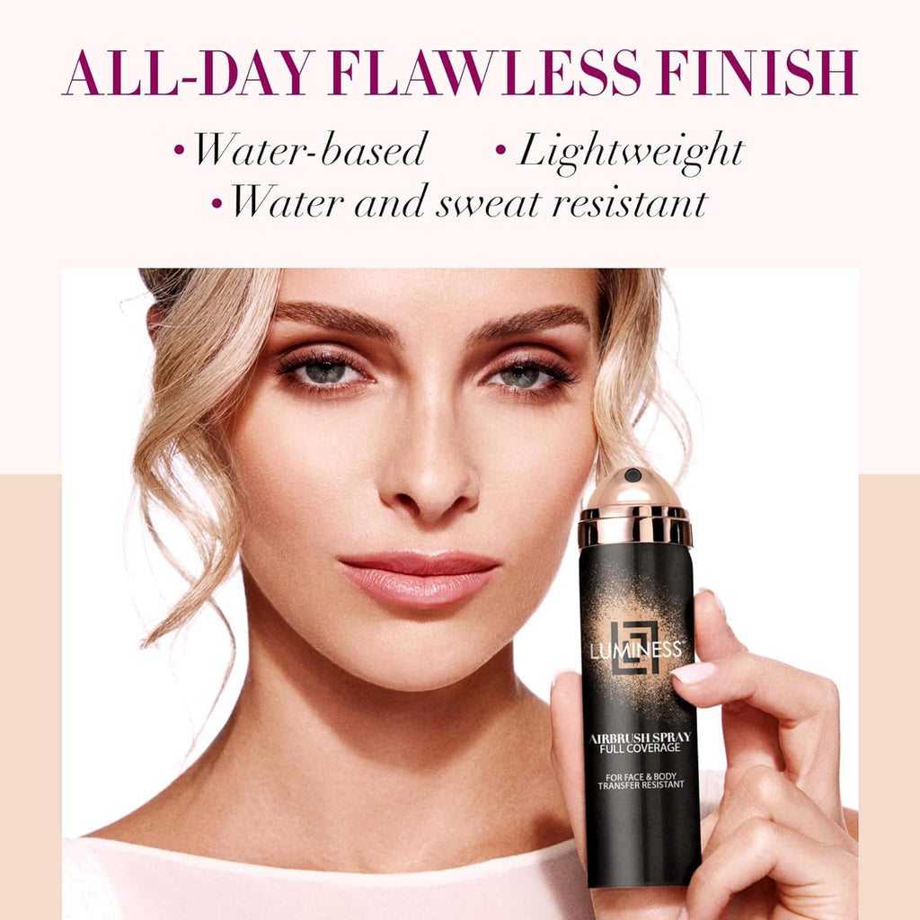 LUMINESS Airbrush Body Coverage - Full Coverage Foundation for Face & Body (Light Deep) | Water-Resistant