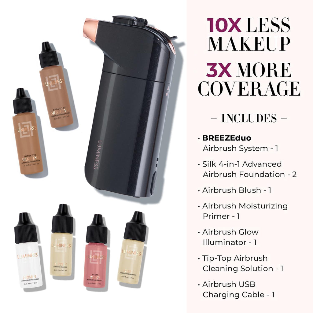 Luminess Breeze Duo Airbrush Makeup System - Deep Coverage 9-Piece Kit
