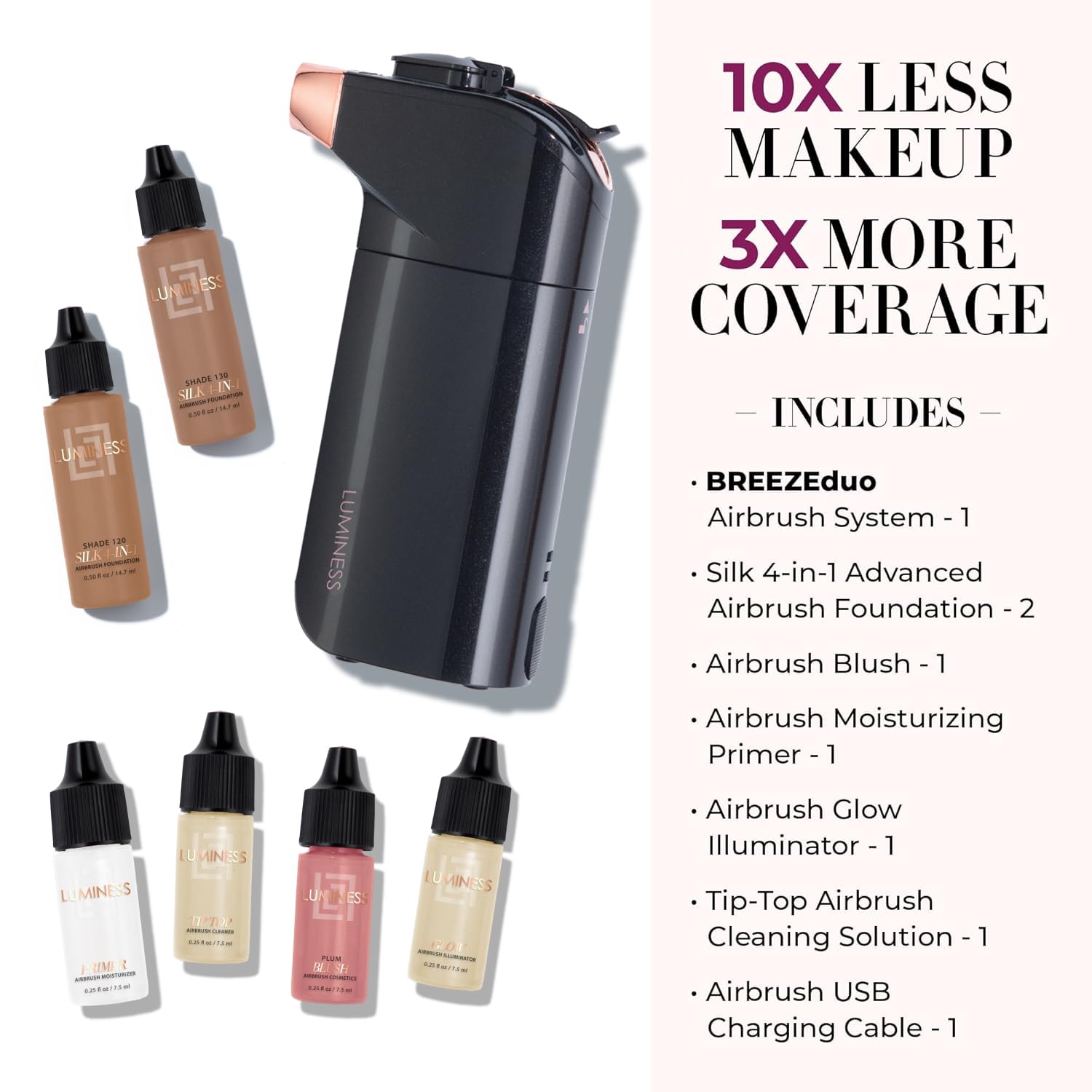 Luminess Breeze Duo Airbrush Makeup System - Deep Coverage 9-Piece Kit