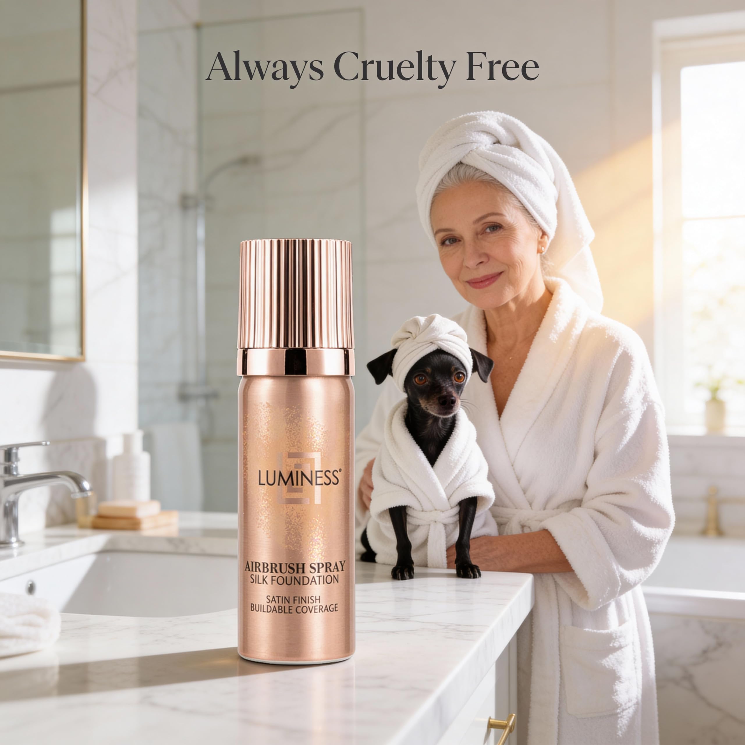 LUMINESS Silk Airbrush Foundation Kit – Buildable Coverage, Hydration & Humidity-Resistant (Warm)