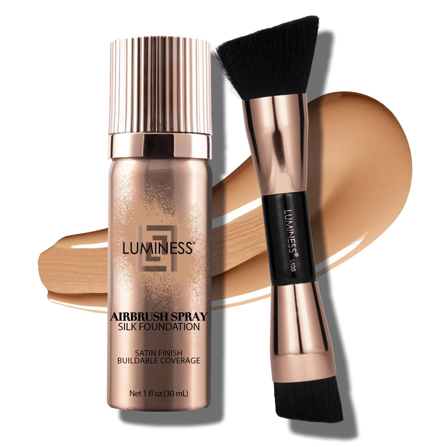 Luminess Silk Airbrush Spray Foundation Kit — Buildable Coverage, Hydrating Formula, Humidity-Resistant | Medium Warm