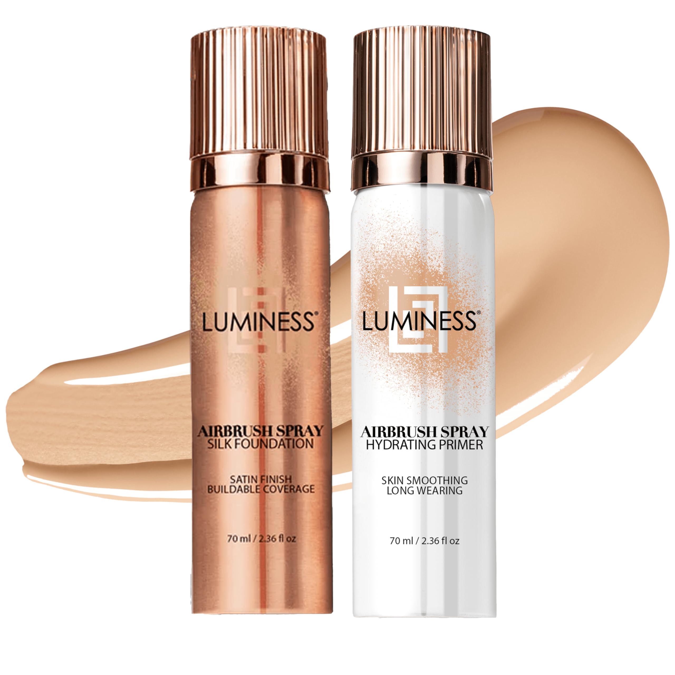 LUMINESS Silk Airbrush Foundation & Primer Kit – Hydrating Silk Formula (Shade Fair)