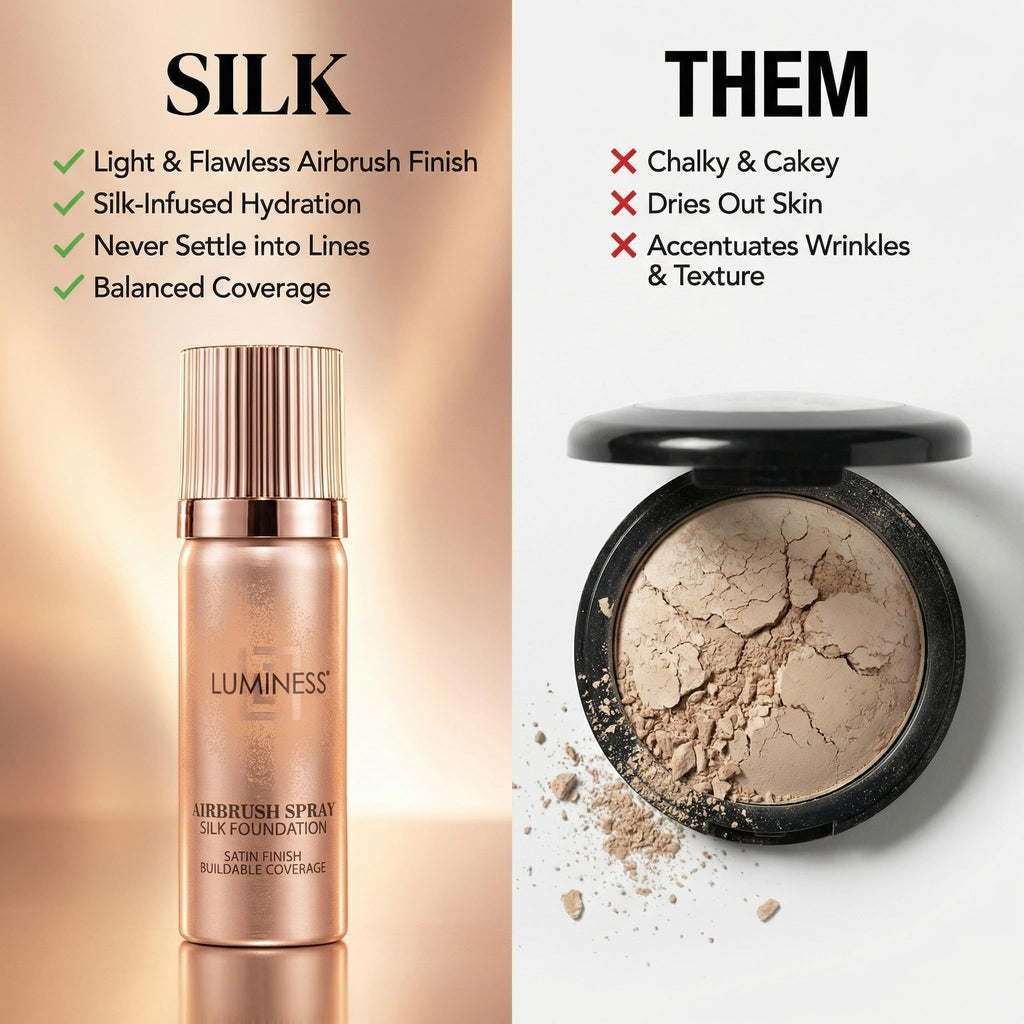 LUMINESS Silk Airbrush Foundation Kit – Buildable Coverage, Hydration & Humidity-Resistant (Warm)