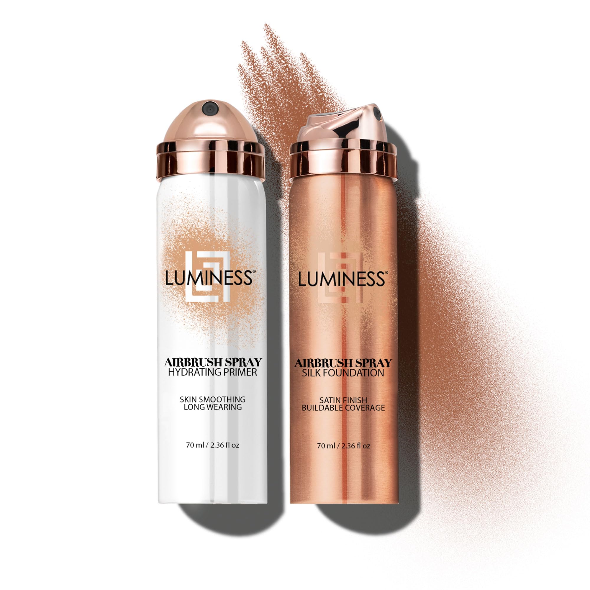 LUMINESS Silk Airbrush Primer & Foundation Kit Deep – Hydration, Buildable Coverage